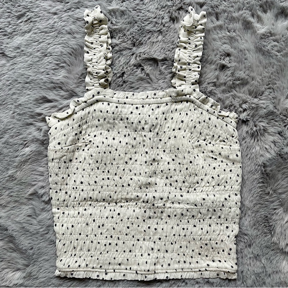 Abercrombie & Fitch NWOT Cropped Tank Top Polka Dot Black White Size Small